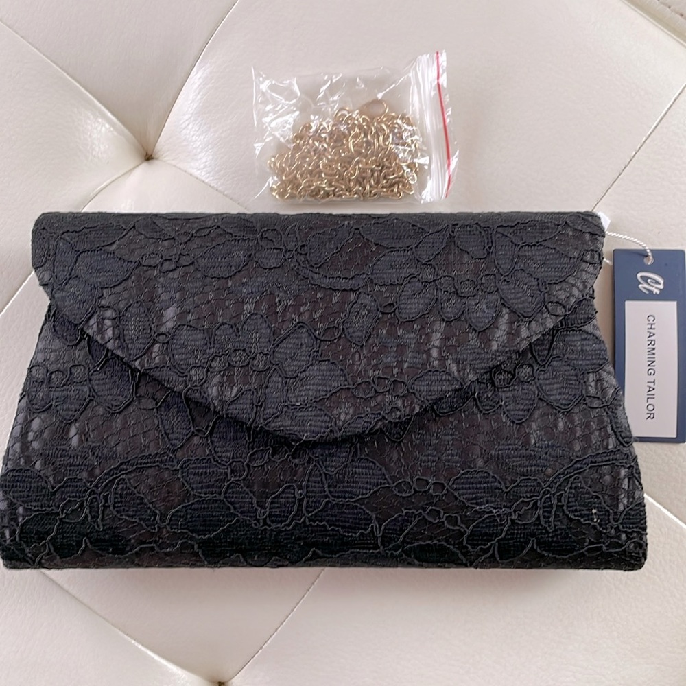NWT Black Lace Evening Bag by Charming Tailor